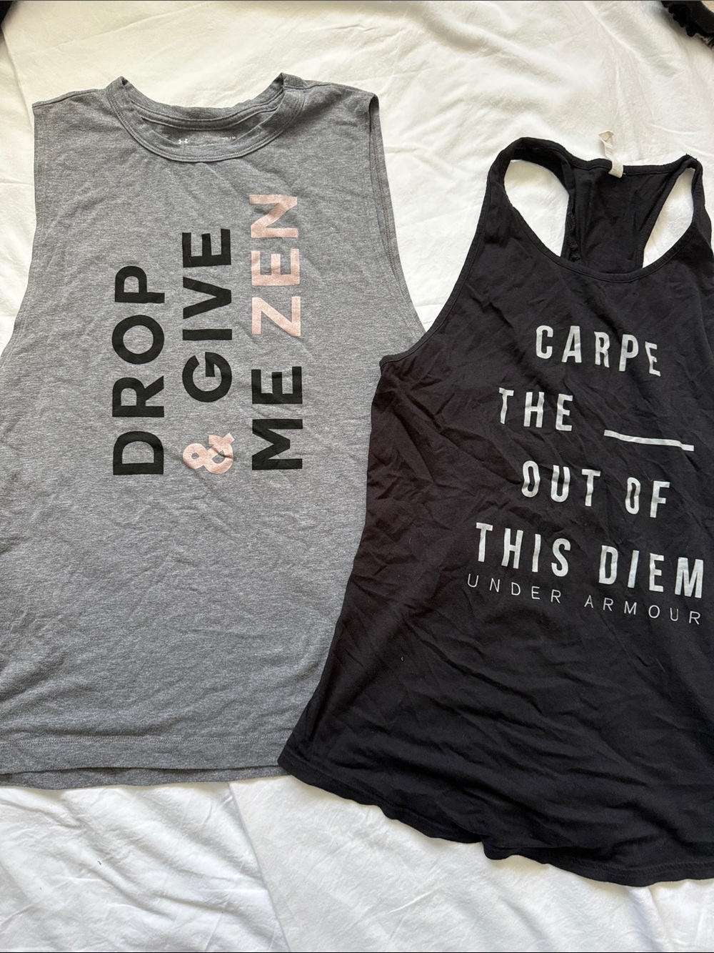 Under Armour Gray Heather Tee with Black and Rose Gold Print